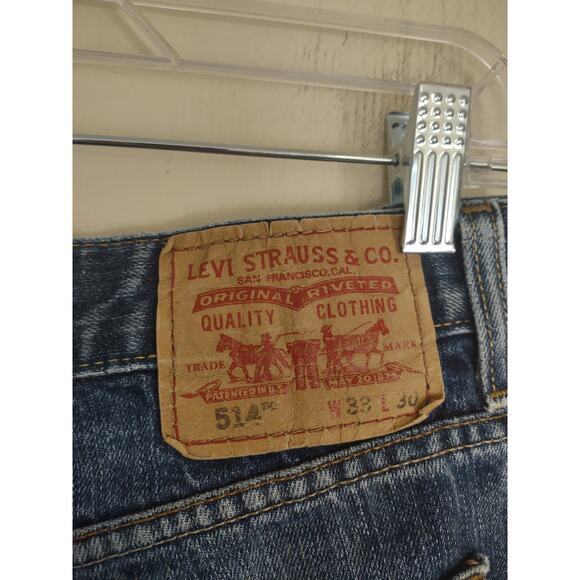 Men's Levi's 514 Slim Straight Jeans Size 33x30 Classic Distressed - Picture 2 of 8